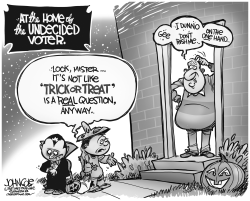 UNDECIDED VOTER HALLOWEEN BW by John Cole