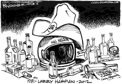 LARRY HAGMAN - RIP by Milt Priggee