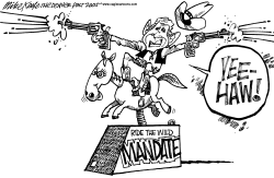 RIDE THE WILD MANDATE by Mike Keefe