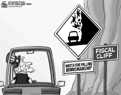 FISCAL CLIFF FALLING ROCKS by Jeff Parker