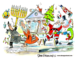HOLIDAY DISPLAY TURF WAR by Dave Granlund