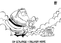 SANTA DELIVERS THERE, B/W by Randy Bish