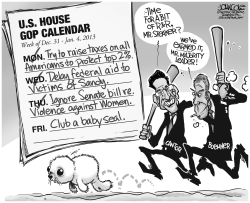 BOEHNER AND CANTOR GO CLUBBING BW by John Cole