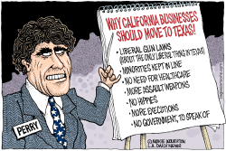 PERRY PURSUES CALIFORNIA COMPANIES  by Monte Wolverton