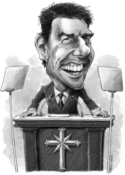 TOM CRUISE/SCIENTO- LOGY CARICATURE by Adam Zyglis