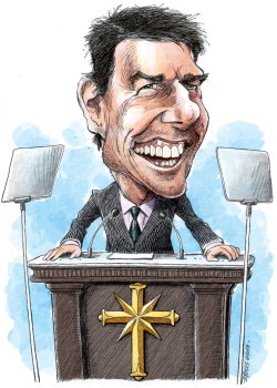 TOM CRUISE/SCIENTO- LOGY CARICATURE  by Adam Zyglis