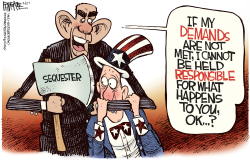 SEQUESTER AX  by Rick McKee