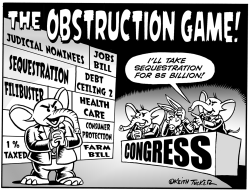 PLAYING THE OBSTRUCTION GAME  BW  by Keith Tucker