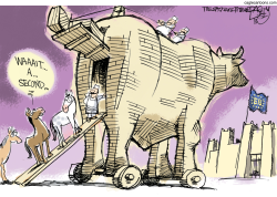 HORSES HAVE A BEEF  by Pat Bagley