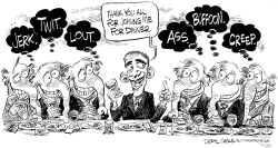 OBAMA AND REPUBLICANS HAVE DINNER by Daryl Cagle
