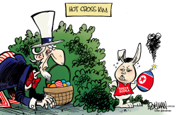 EASTER EGG HUNT WITH UNCLE SAM AND KIM JONG UN by Peter Broelman