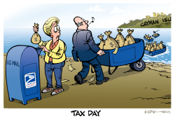 PAYING TAXES US MAIL, CAYMAN ISLANDS by Kirk Anderson