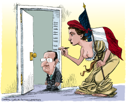 FRENCH PRESIDENT SHRINKS  by Daryl Cagle