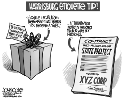 LOCAL PA  LEGISLATURE AND GIFTS BW by John Cole