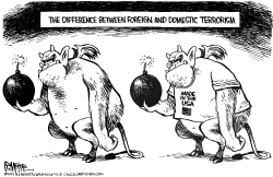 FOREIGN VS DOMESTIC TERRORISM by Rick McKee
