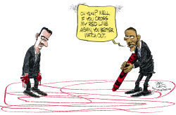 OBAMA DRAWS A RED LINE ON SYRIA  by Daryl Cagle