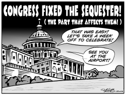CONGRESS FIXES SEQUESTER, FOR THEMSELVES  B W  by Keith Tucker