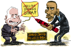 CROSSING THE RED LINE ON SYRIA  by Daryl Cagle