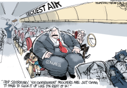 Sequester Squeeze  by Pat Bagley