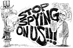 OBAMA NSA LITTLE EARS AND INTERVENTION IN SYRIA by Daryl Cagle