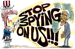 OBAMA NSA LITTLE EARS AND INTERVENTION IN SYRIA  by Daryl Cagle