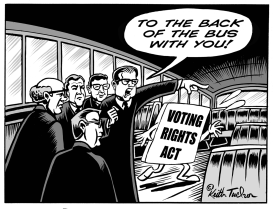 VOTING RIGHTS TO THE BACK OF THE BUS BW by Keith Tucker