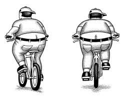 BUTT CRACK CYCLISTS BLACK AND WHITE by Andy Singer