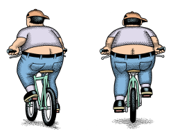 BUTT CRACK CYCLISTS  by Andy Singer