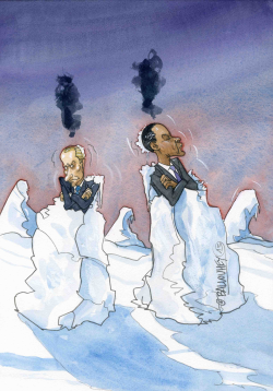 Obama and Putin by Pierre Ballouhey