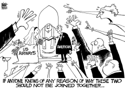 AIRLINES MERGER, B/W by Randy Bish