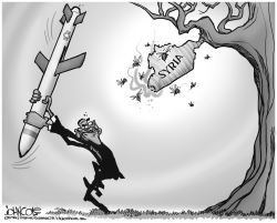 OBAMA AND SYRIA BW by John Cole