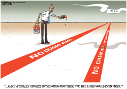 OBAMA DRAWS PARALLEL RED LINES- by R.J. Matson