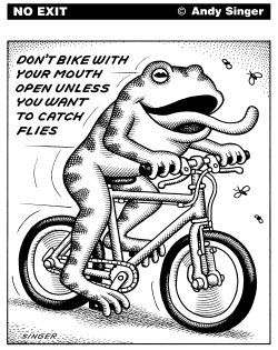 BIKE WITH MOUTH OPEN BLACK AND WHITE VERSION by Andy Singer