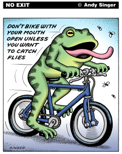 BIKE WITH MOUTH OPEN COLOR VERSION by Andy Singer