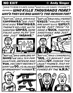WHO KILLS THOUSANDS MORE by Andy Singer