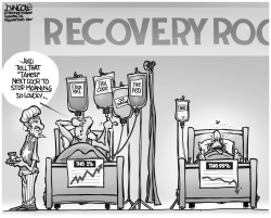 ECONOMIC RECOVERY ROOM BW by John Cole
