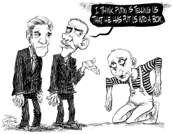 RUSSIA PUTTING THE USA INTO A BOX by Daryl Cagle