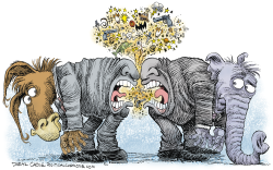 DEMOCRATS AND REPUBLICANS TALK OUT OF THEIR BUTTS by Daryl Cagle