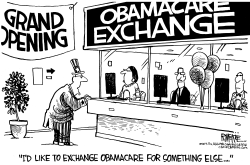 OBAMACARE EXCHANGE by Rick McKee