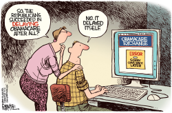 OBAMACARE DELAY  by Rick McKee