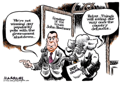 BOEHNER, REPUBLICANS SHUTDOWN AND DEFAULT COLOR by Jimmy Margulies