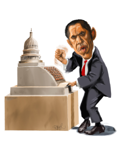 OBAMA AND CASH REGISTER by Riber Hansson