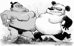 CHINA - JAPAN ISLANDS DISPUTE GRAY by Daryl Cagle