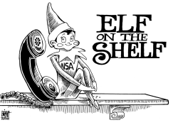 NSA ELF ON THE SHELF, B/W by Randy Bish