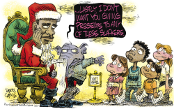 Santa Obama and Slackers  by Daryl Cagle