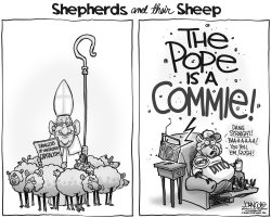 POPE AND LIMBAUGH BW by John Cole