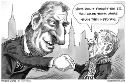 BILL DE BLASIO AND MIKE BLOOMBERG by Taylor Jones