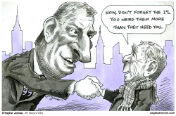BILL DE BLASIO AND MIKE BLOOMBERG -  by Taylor Jones