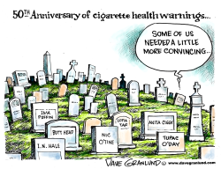 CIGARETTE HEALTH WARNING 50TH by Dave Granlund