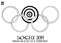 FEARING THE WORST IN SOCHI, B/W by Randy Bish